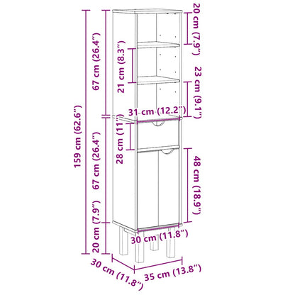 Mobile da Bagno OTTA 35x30x159 cm in Legno Massello di Pino | homemem39