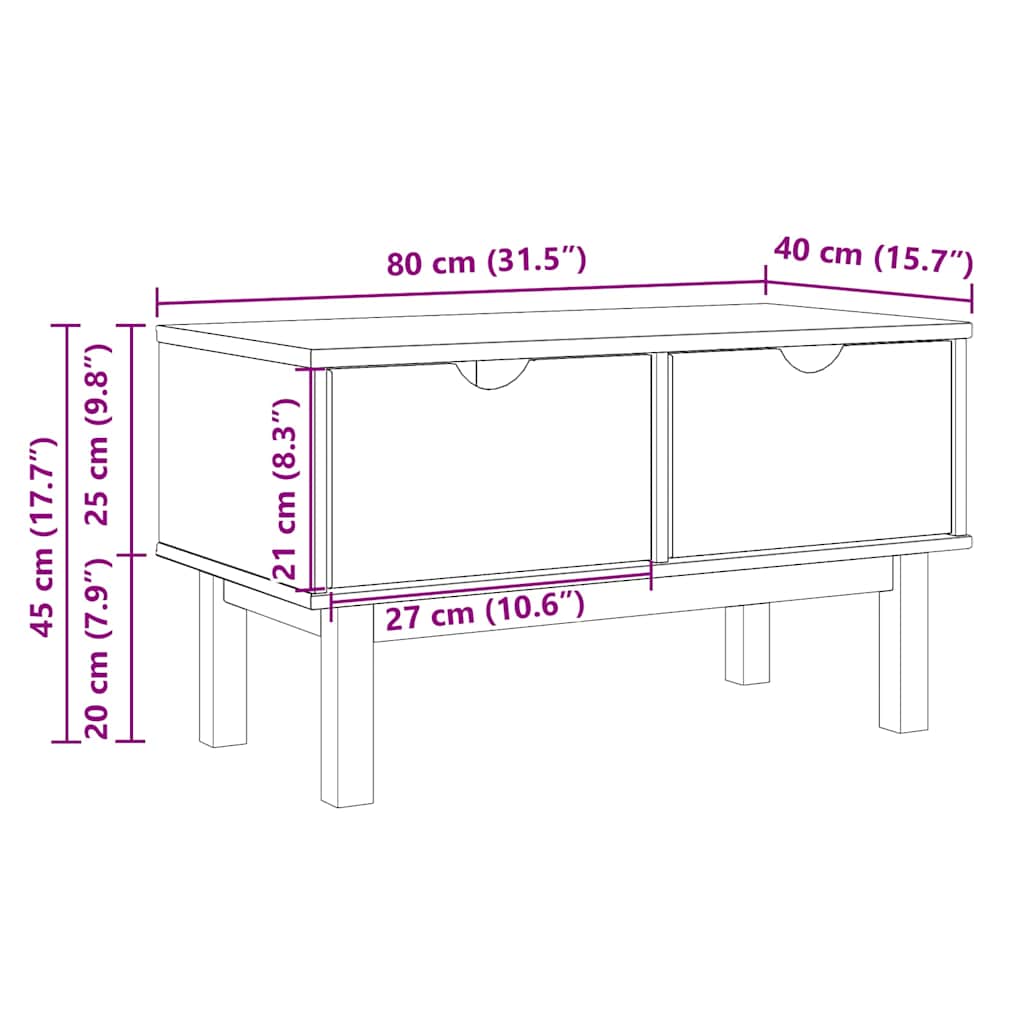 Panca da Corridoio OTTA 80x40x45 cm in Legno Massello di Pino | homemem39