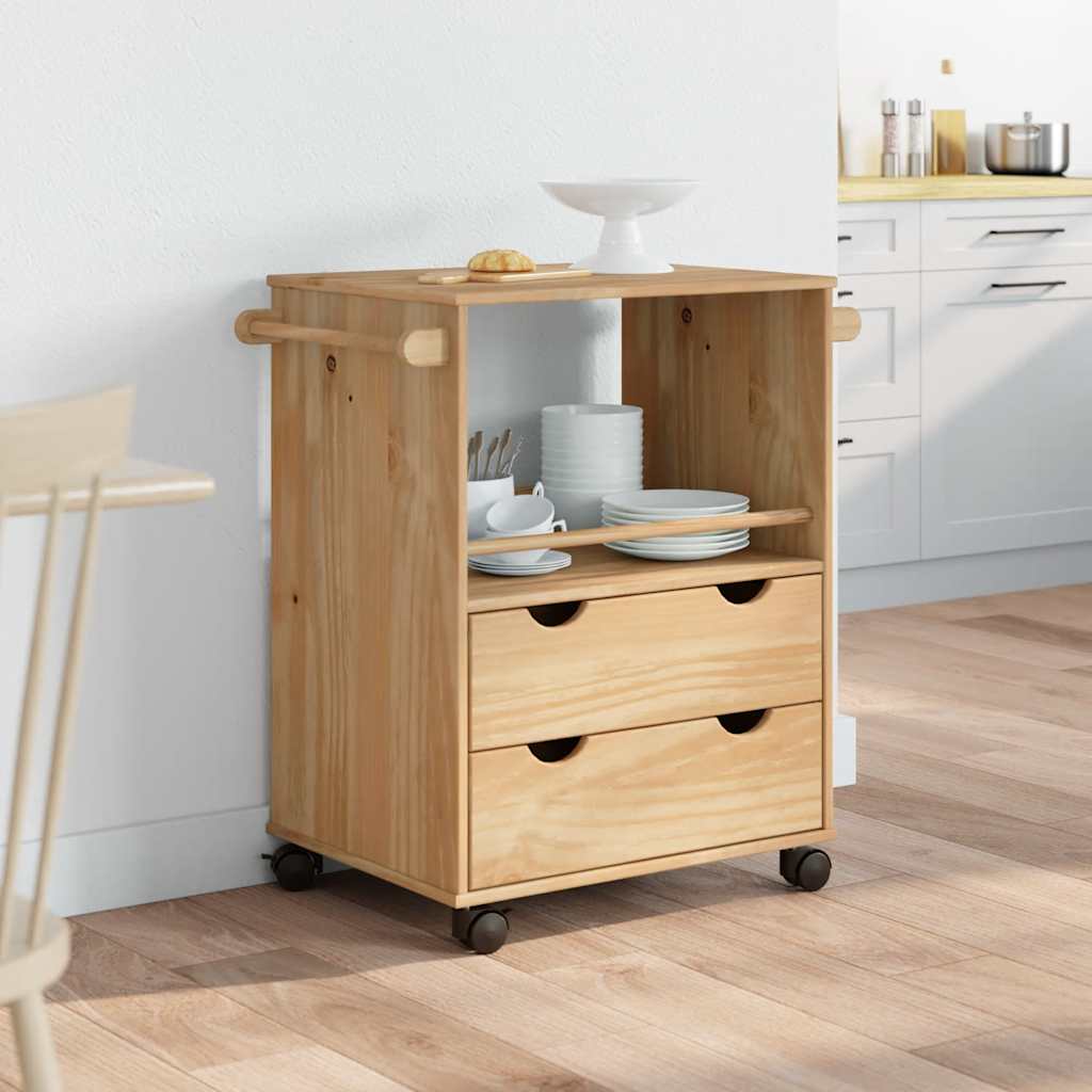 Carrello da Cucina OTTA 59x45x80 cm in Legno Massello di Pino - homemem39