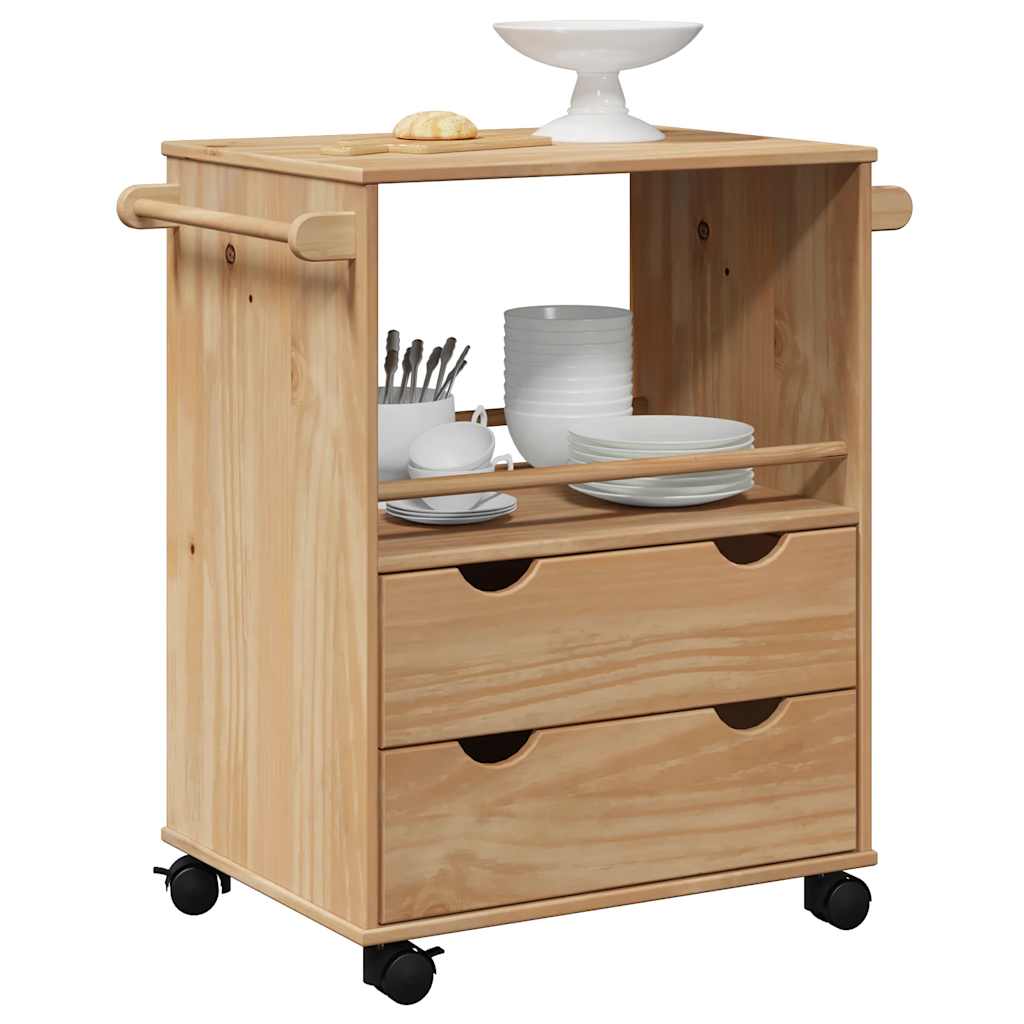 Carrello da Cucina OTTA 59x45x80 cm in Legno Massello di Pino - homemem39