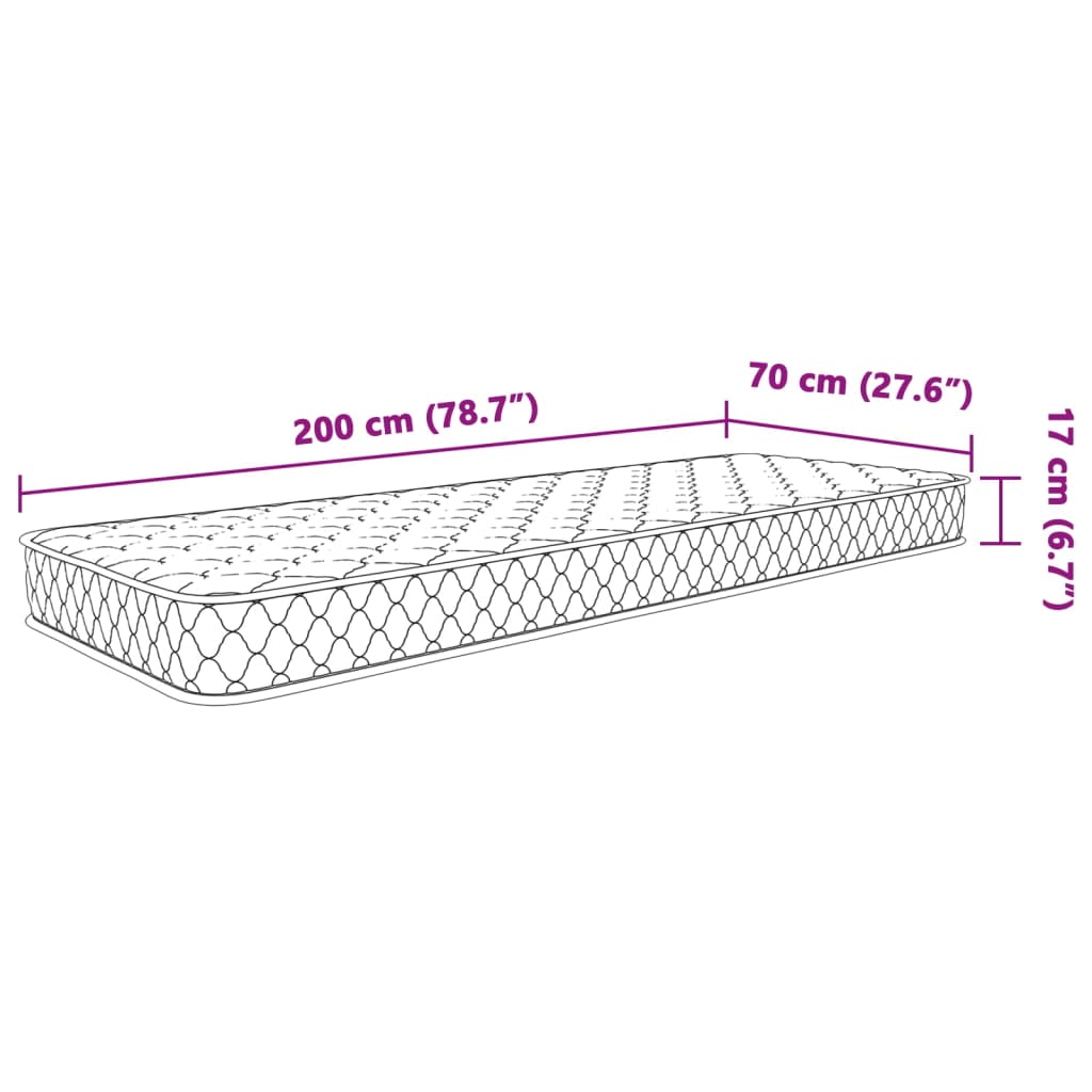 Materasso Viscoelastico Bianco 70x200x17 cm