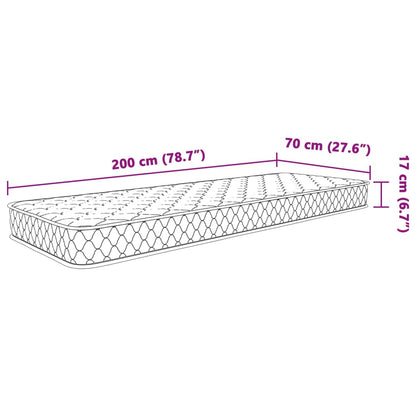 Materasso Viscoelastico Bianco 70x200x17 cm