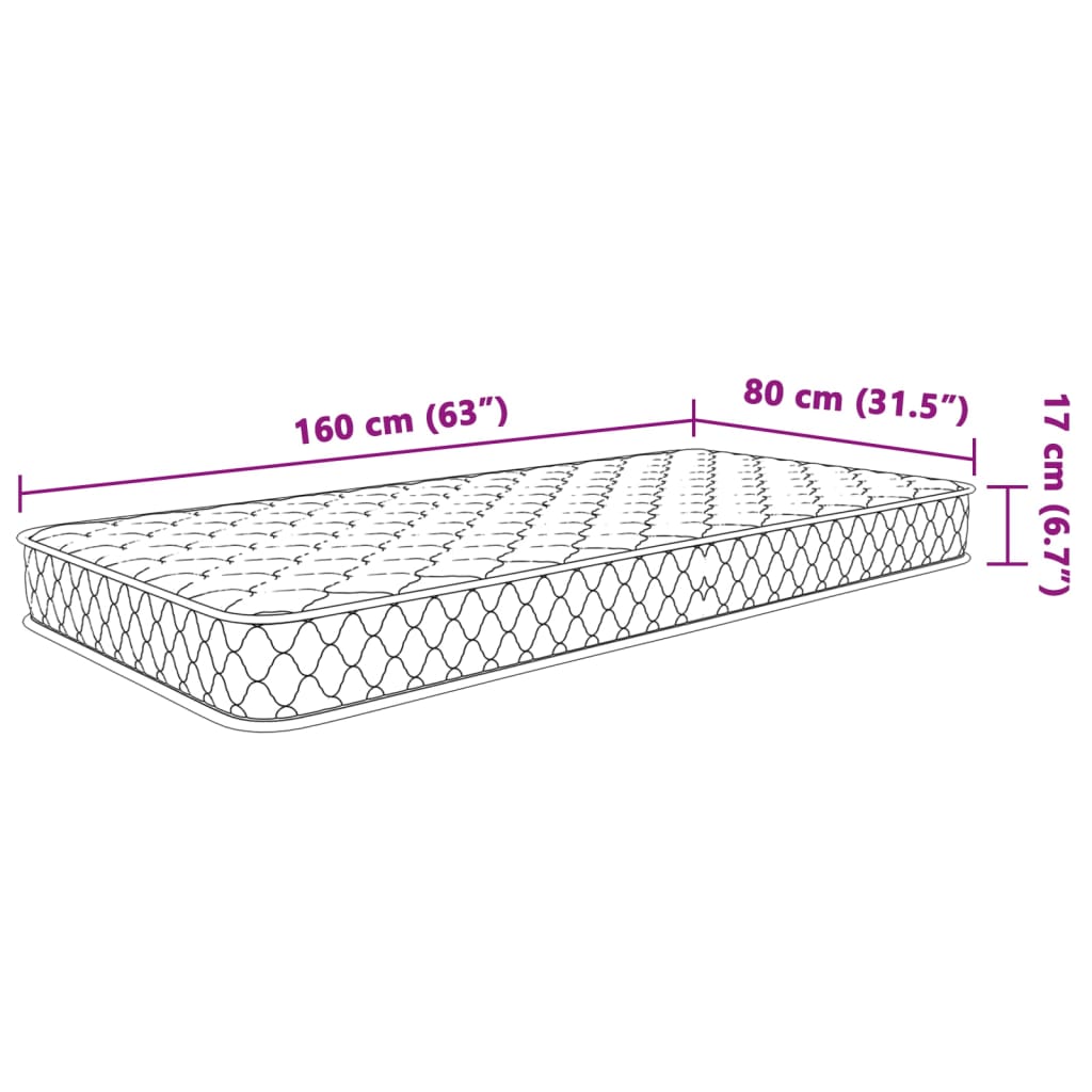 Materasso Viscoelastico Bianco 80x160x17 cm