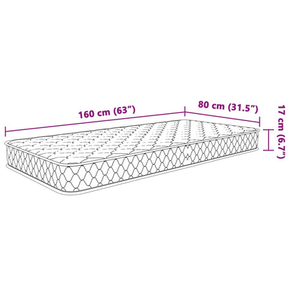 Materasso Viscoelastico Bianco 80x160x17 cm