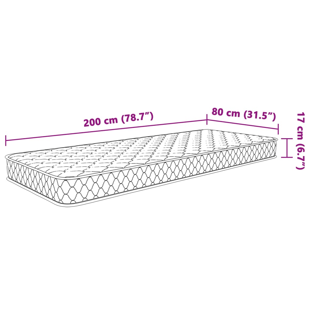 Materasso Viscoelastico Bianco 80x200x17 cm