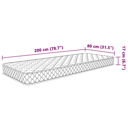 Materasso Viscoelastico Bianco 80x200x17 cm