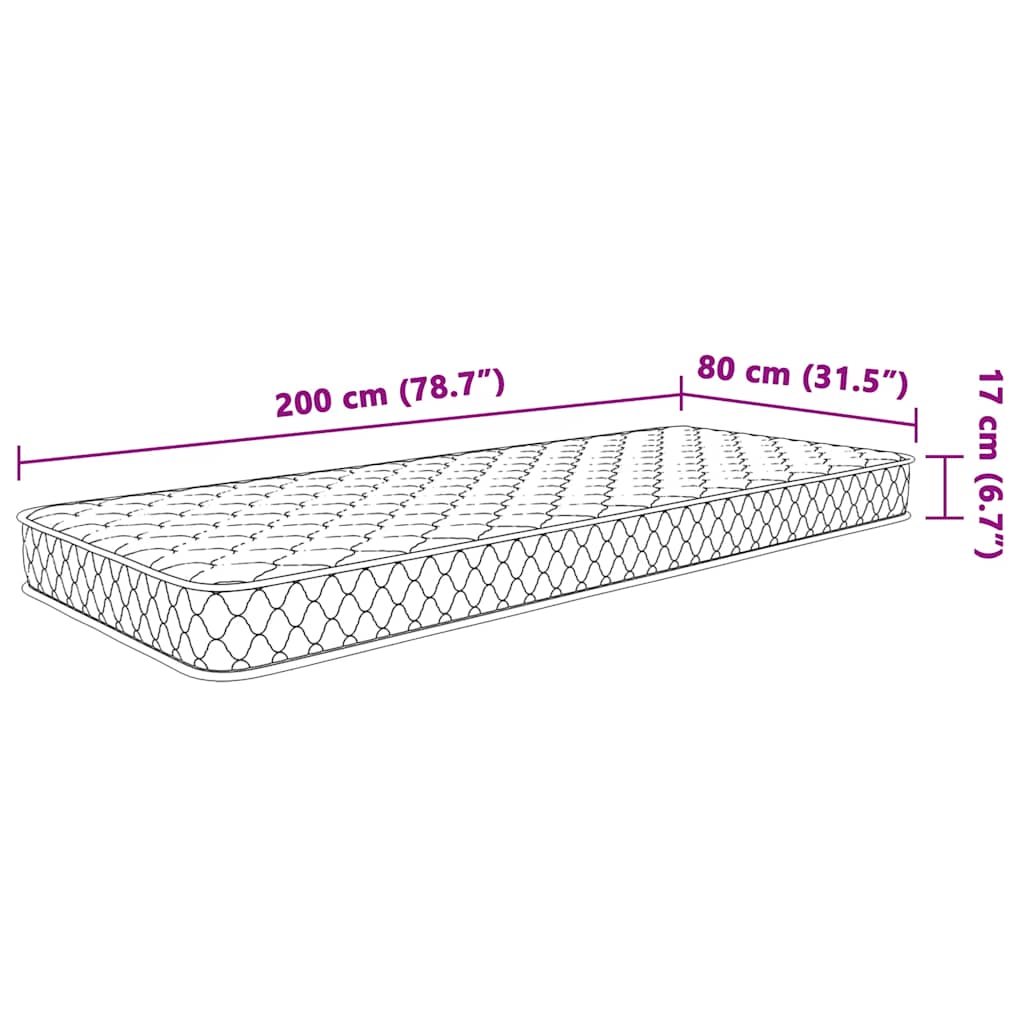 Materasso Viscoelastico Bianco 80x200x17 cm Morbido - homemem39