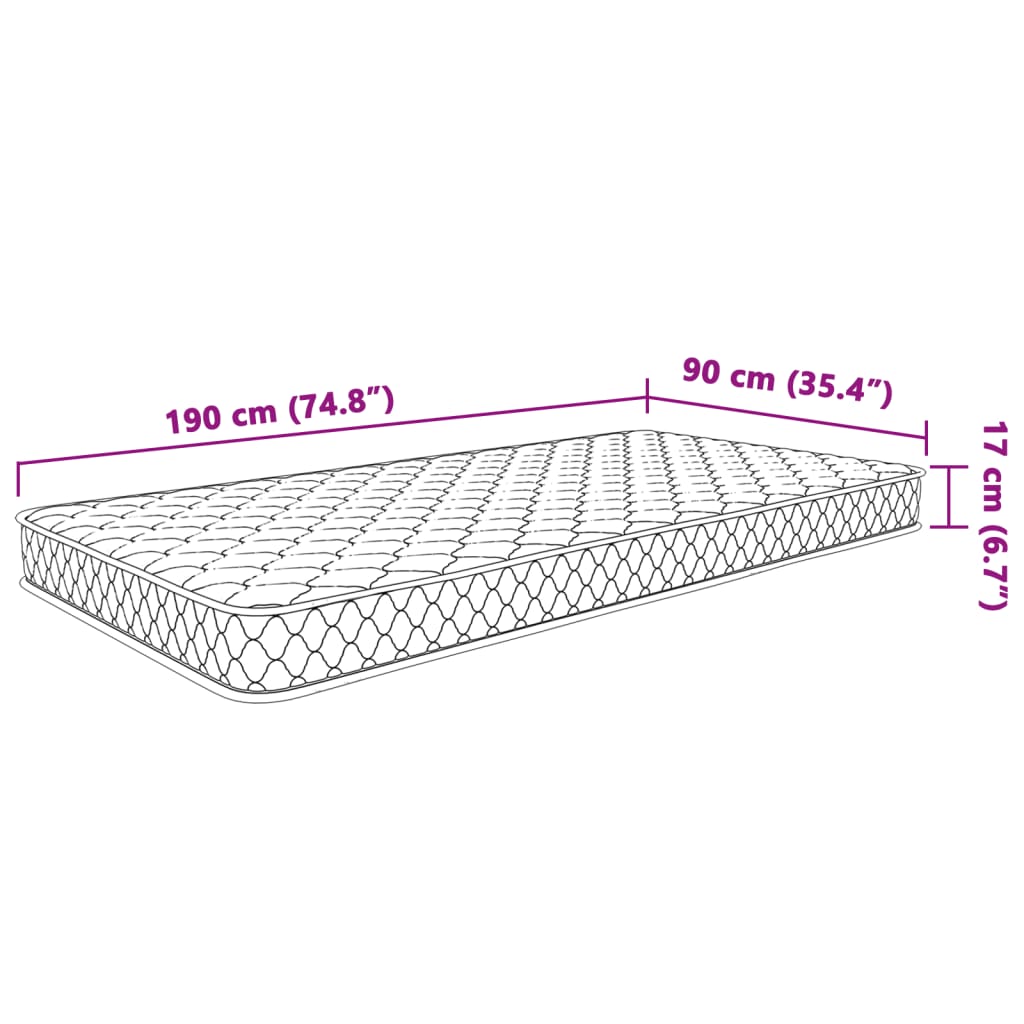 Materasso Viscoelastico Bianco 90x190x17 cm