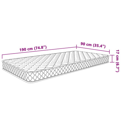 Materasso Viscoelastico Bianco 90x190x17 cm