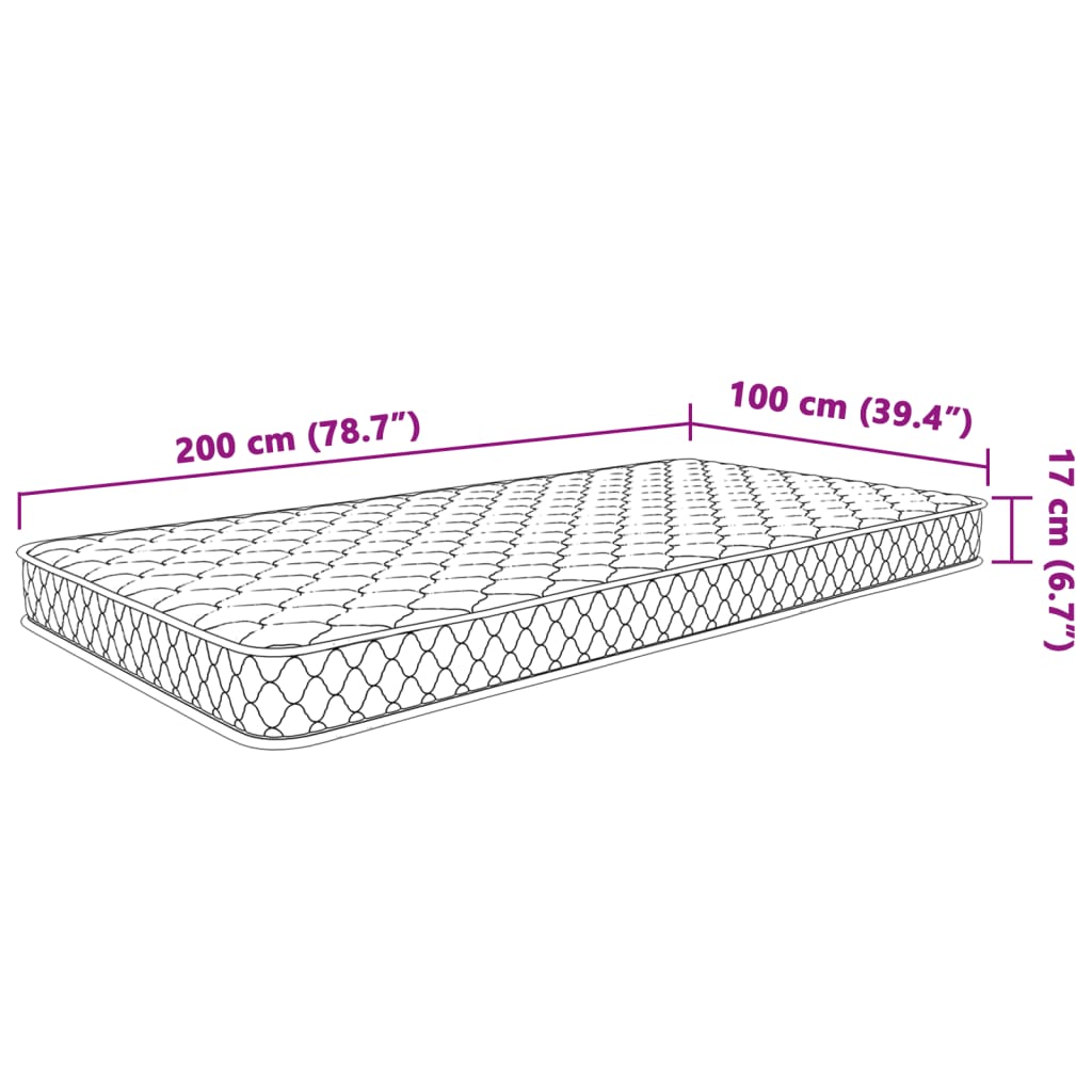 Materasso Viscoelastico Bianco 100x200x17 cm