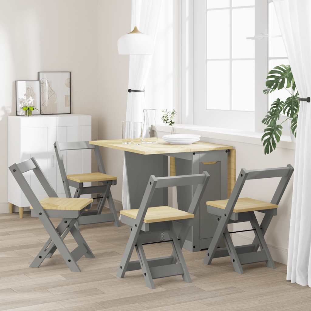 Sedie da Pranzo Pieghevoli 4 pz Corona Grigie in Legno di Pino | homemem39