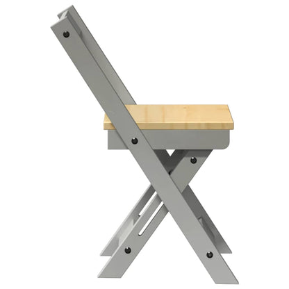 Sedie da Pranzo Pieghevoli 4 pz Corona Grigie in Legno di Pino | homemem39
