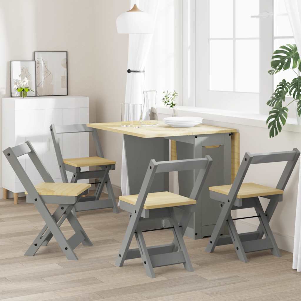 Sedie da Pranzo Pieghevoli 4 pz Corona Grigie in Legno di Pino | homemem39