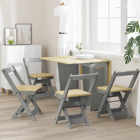 Sedie da Pranzo Pieghevoli 4 pz Corona Grigie in Legno di Pino | homemem39