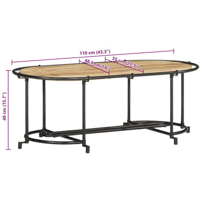 Tavolino da Salotto 110x55x40 cm Legno Massello di Mango Grezzo