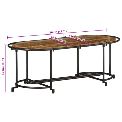 Tavolino da Salotto 110x55x40 cm in Legno Massello di Recupero