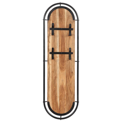 Appendiabiti da Parete con 4 Ganci 2pz Legno Massello Acacia