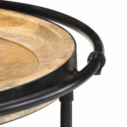 Tavolino da Salotto Ø55x60 cm in Legno Massello di Mango - homemem39