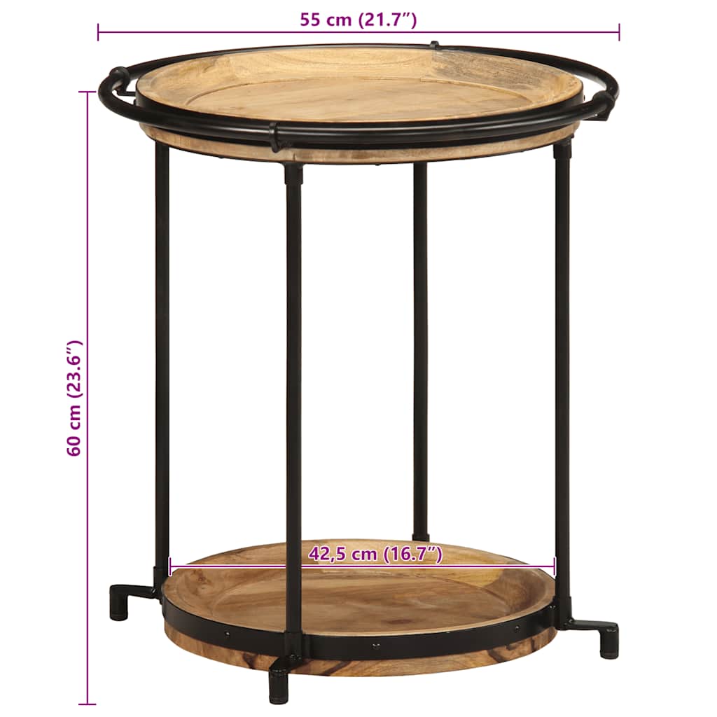 Tavolino da Salotto Ø55x60 cm in Legno Massello di Mango | homemem39
