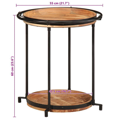 Tavolino Ø55x60 cm in Legno Massello di Acacia