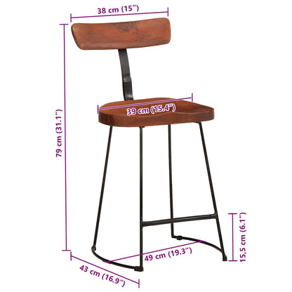 Sgabelli da Bar 2 pz 49x43x79 cm in Legno Massello di Mango | homemem39