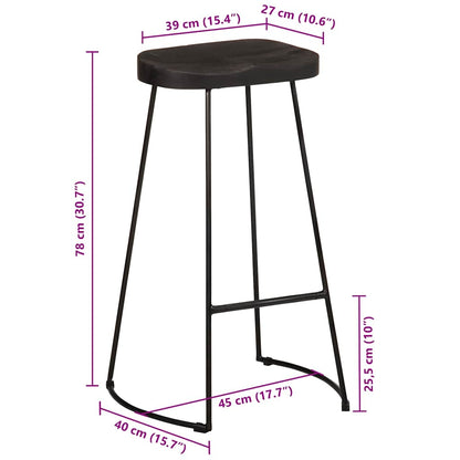 Sgabelli da Bar 2 pz Neri 45x40x78 cm Legno Massello di Mango | homemem39