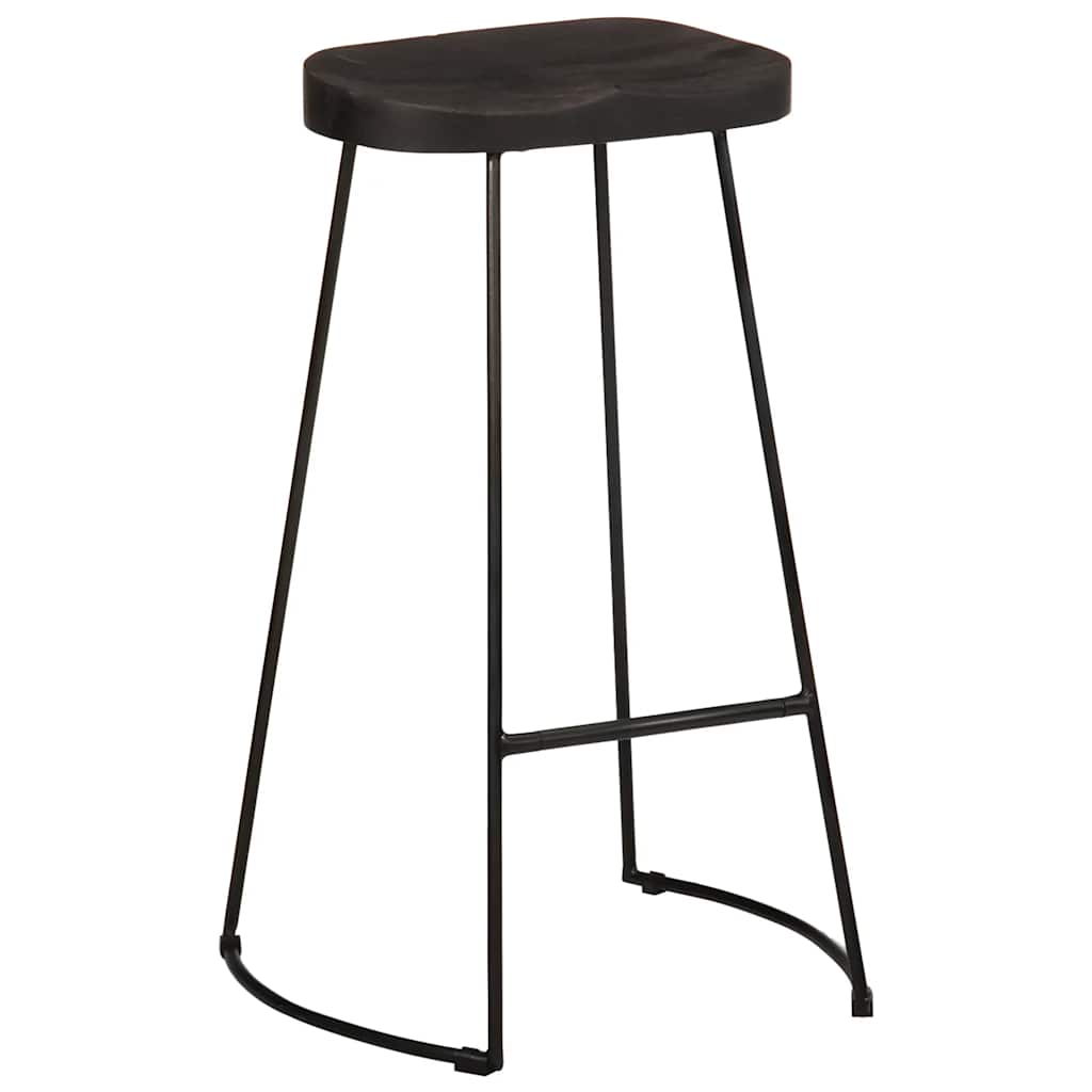 Sgabelli da Bar 2 pz Neri 45x40x78 cm Legno Massello di Mango | homemem39