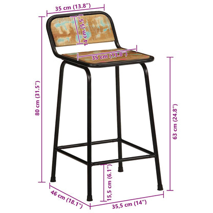 Sgabelli da Bar 2 pz 46x35,5x80 cm Legno Massello di Recupero | homemem39
