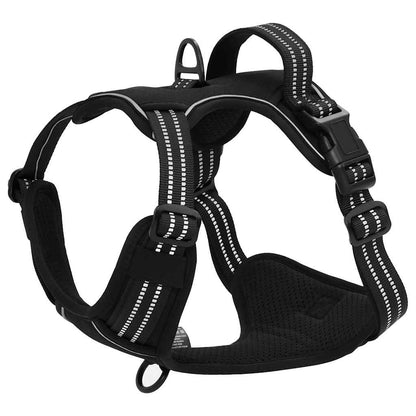 Pettorina per Cani con Strisce Riflettenti Regolabile Nera L | homemem39