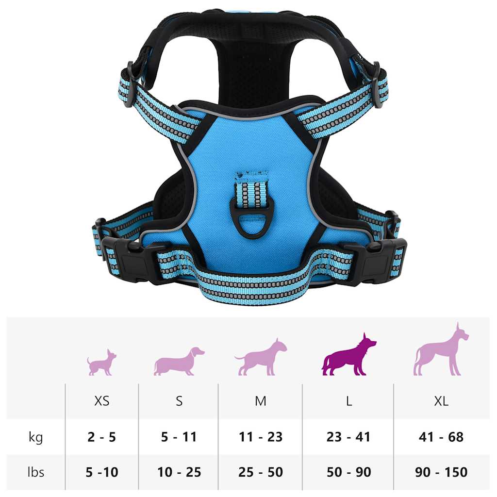 Pettorina per Cani con Strisce Riflettenti Regolabile Blu L | homemem39
