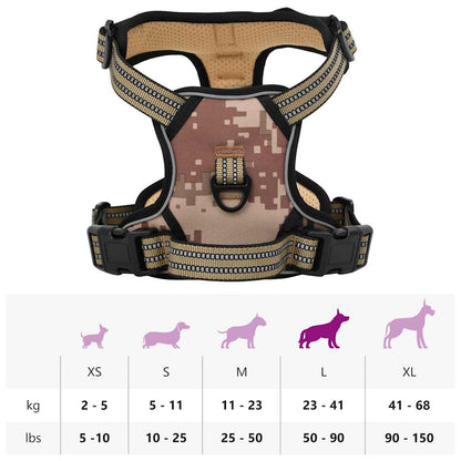 Pettorina Cani Righe Riflettenti Regolabile Marrone Mimetico L | homemem39