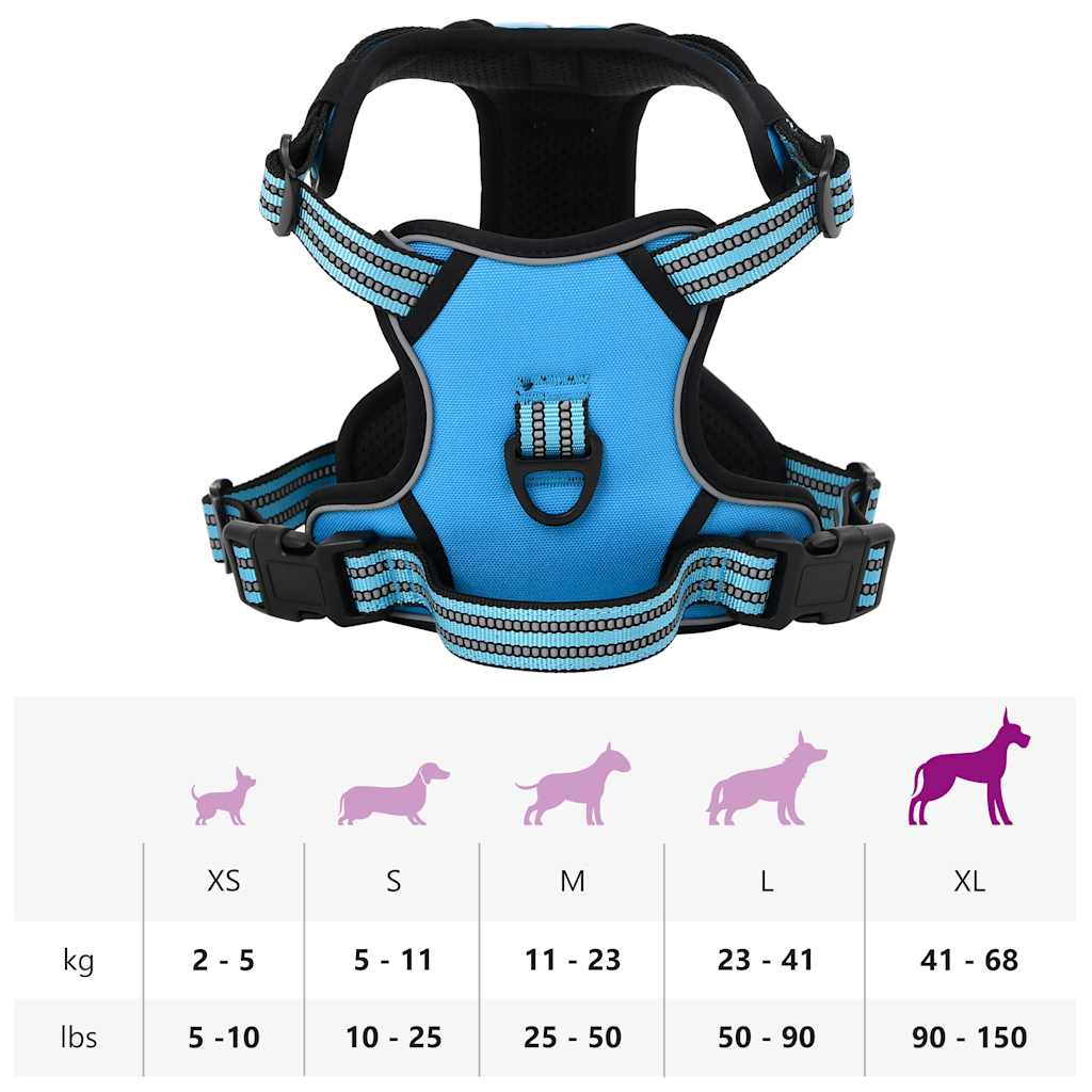 Pettorina per Cani con Strisce Riflettenti Regolabile Blu XL | homemem39