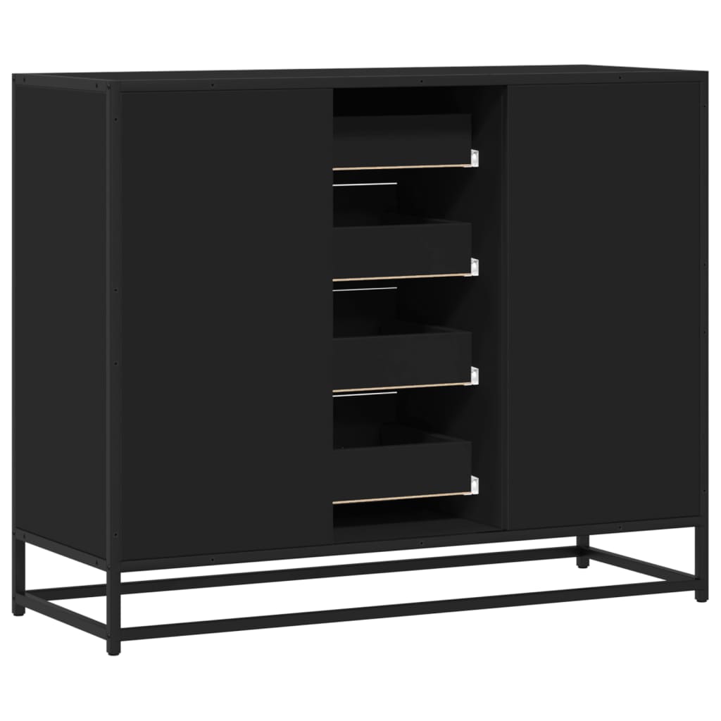 Credenza Nera 92x35x76 cm in Legno Multistrato - homemem39