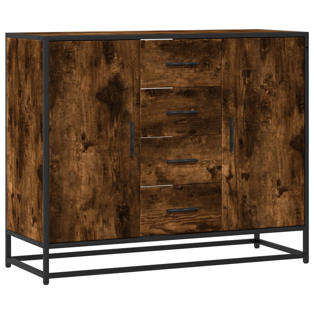 Credenza Rovere Fumo 92x35x76 cm in Legno Multistrato - homemem39