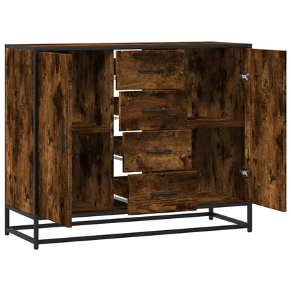 Credenza Rovere Fumo 92x35x76 cm in Legno Multistrato - homemem39