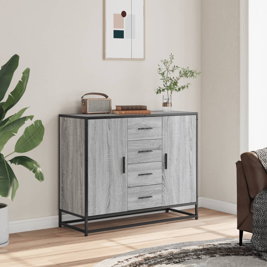 Credenza Grigio Sonoma 92x35x76 cm in Legno Multistrato - homemem39