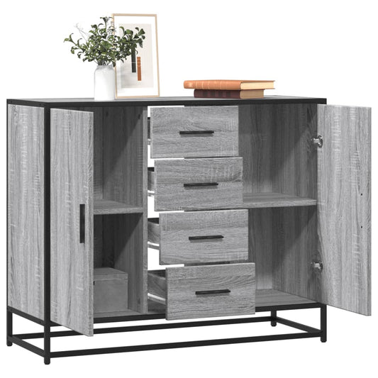 Credenza Grigio Sonoma 92x35x76 cm in Legno Multistrato - homemem39