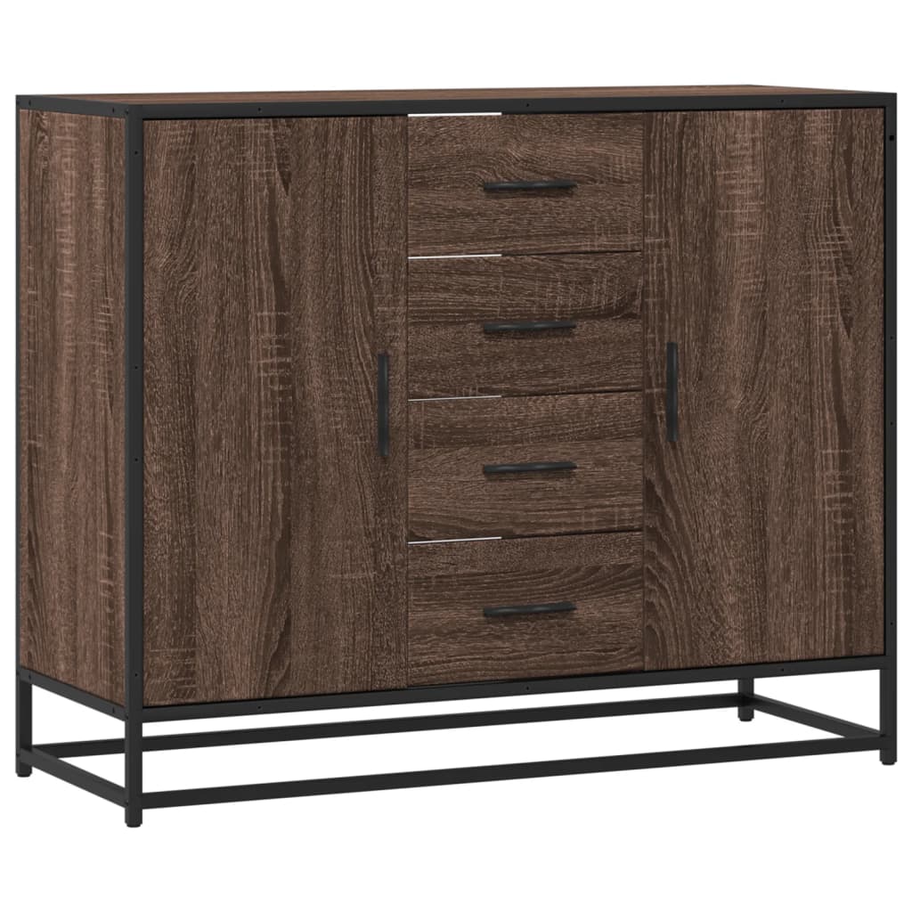 Credenza Rovere Marrone 92x35x76 cm in Legno Multistrato - homemem39