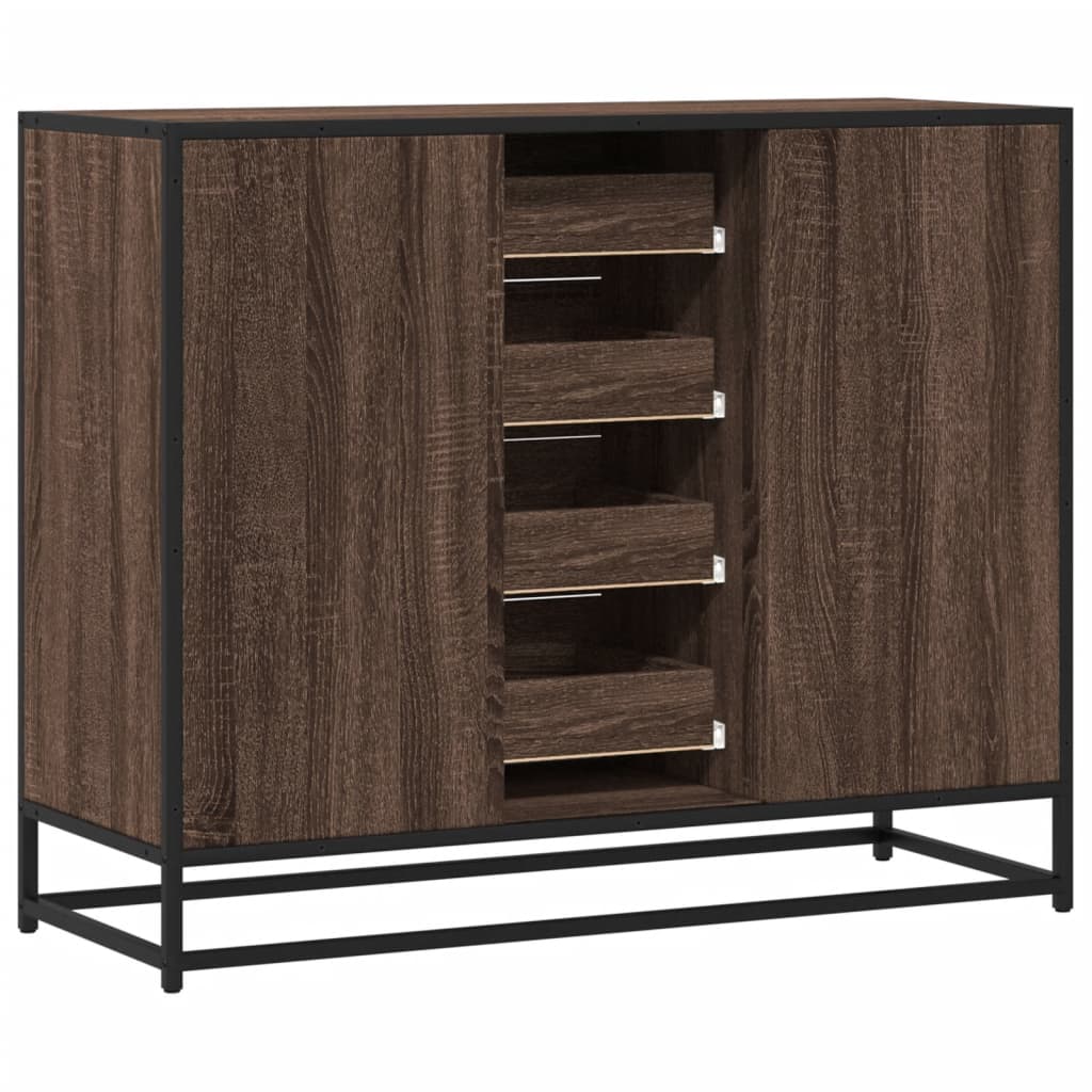 Credenza Rovere Marrone 92x35x76 cm in Legno Multistrato - homemem39