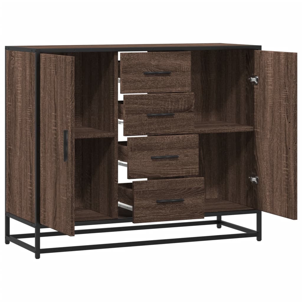 Credenza Rovere Marrone 92x35x76 cm in Legno Multistrato - homemem39