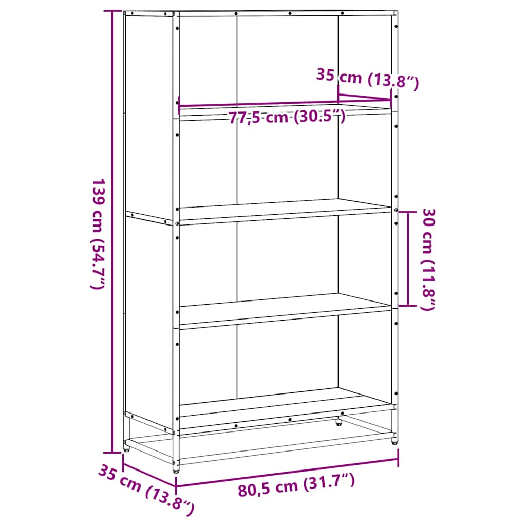 Libreria Rovere Sonoma 80,5x35x139 cm in Truciolato | homemem39