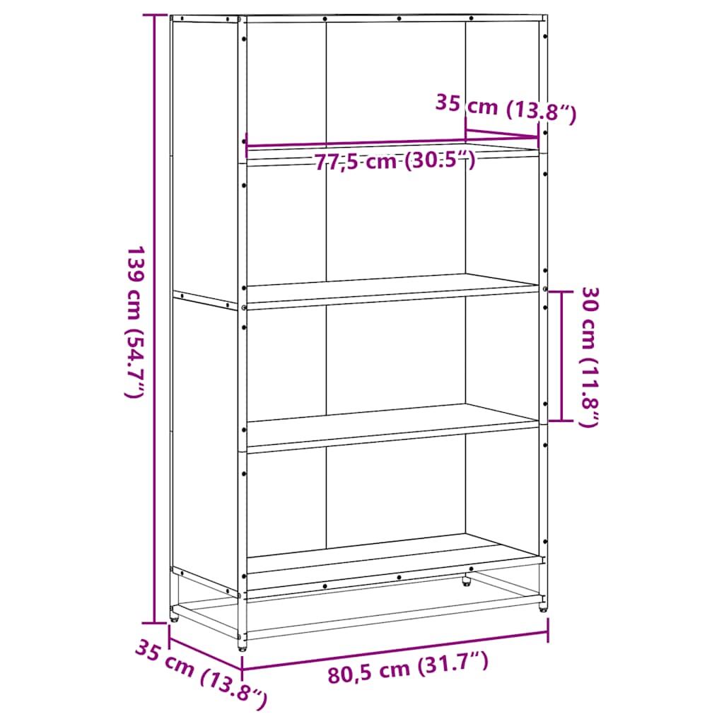 Libreria Grigio Sonoma 80,5x35x139 cm in Truciolato | homemem39