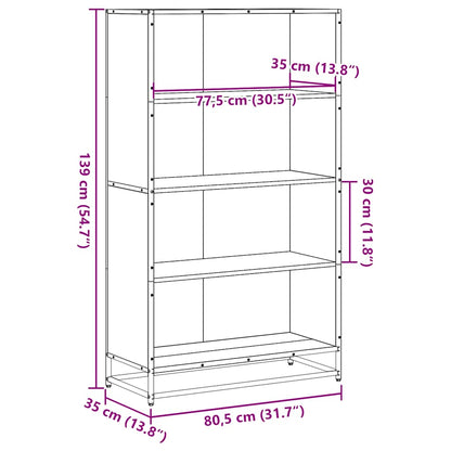Libreria Grigio Sonoma 80,5x35x139 cm in Truciolato