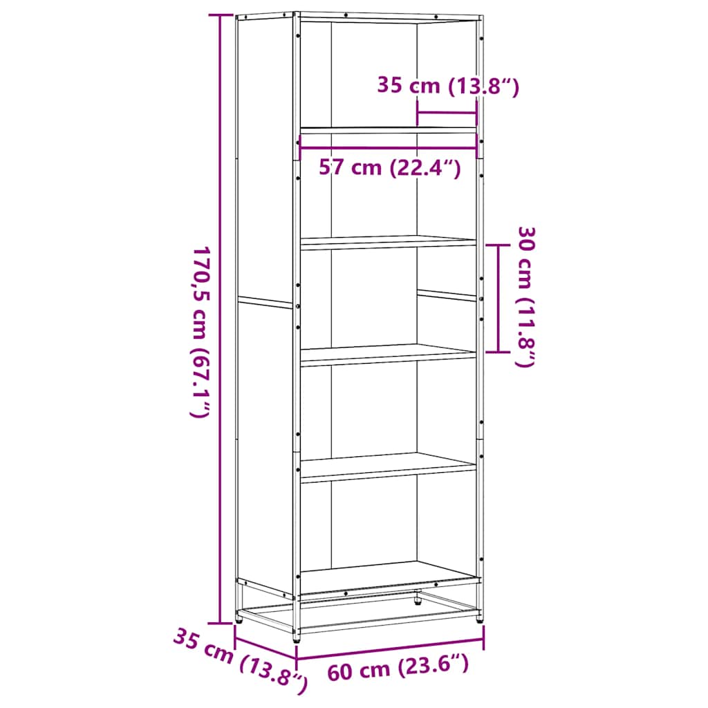 Libreria Rovere Marrone 60x35x170,5 cm in Truciolato