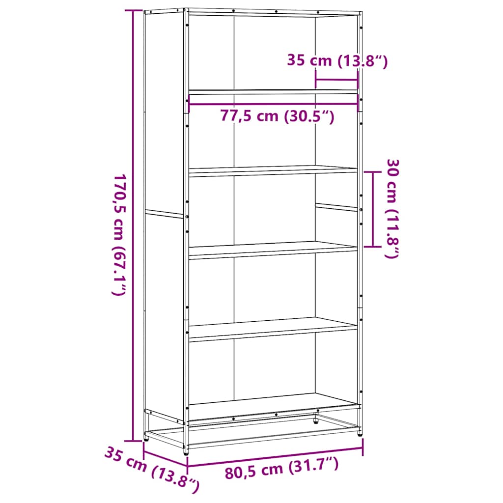 Libreria Grigio Sonoma 80,5x35x170,5 cm in Truciolato | homemem39