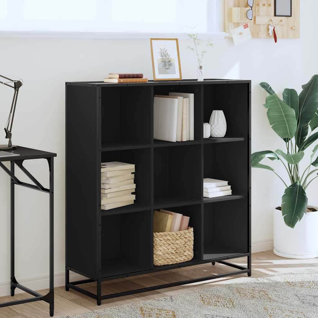 Libreria Nera 97,5x33x107,5 cm in Truciolato e Metallo | homemem39