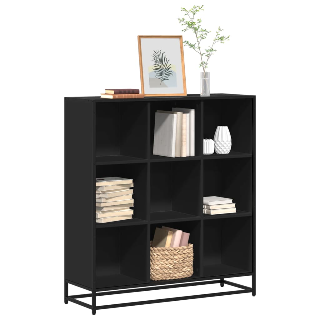 Libreria Nera 97,5x33x107,5 cm in Truciolato e Metallo | homemem39