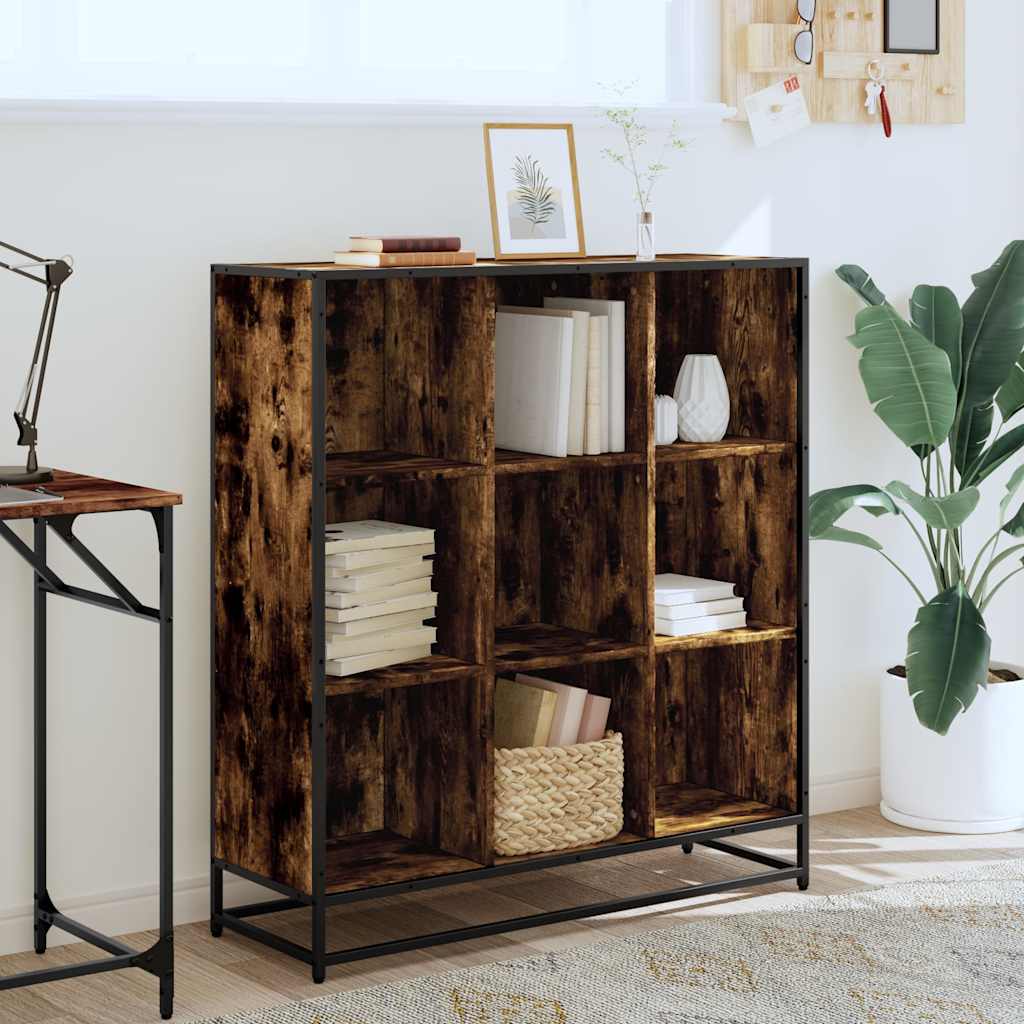 Libreria Rovere Fumo 97,5x33x107,5 cm Legno Multistrato&Metallo | homemem39