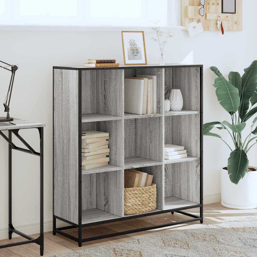 Libreria Grigio Sonoma 97,5x33x107,5 cm Multistrato e Metallo | homemem39