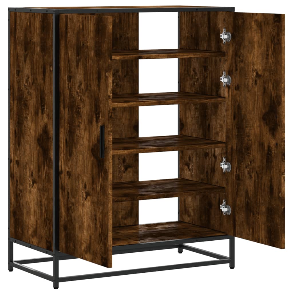 Scarpiera Rovere Fumo 75x38x97,5 cm Legno Multistrato Metallo | homemem39